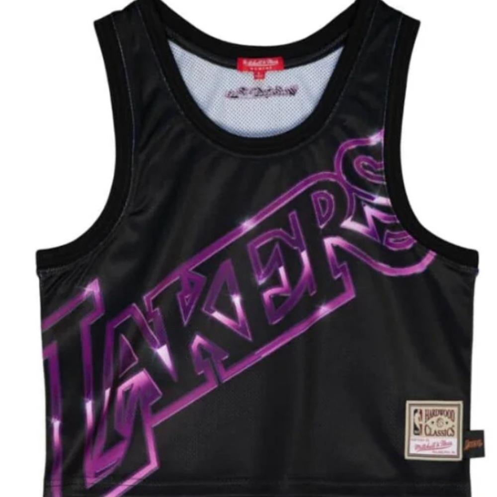 Mitchell & Ness Black and Purple Lakers Crop Top